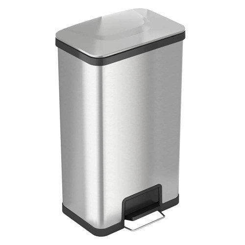 Step Series 18 Gallon Stainless Steel Rectangular Trash Can | HLS