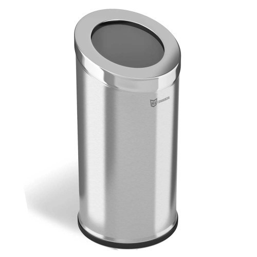 Beveled 15 Gallon Stainless Steel Round Trash Can | HLS