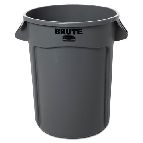 Brute Series 32 Gallon Gray Plastic Round Trash Can | Rubbermaid