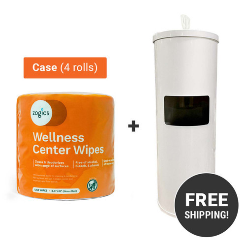 Wellness Center Wipes (4 rolls/case) + Wipes Floor Dispenser with Door