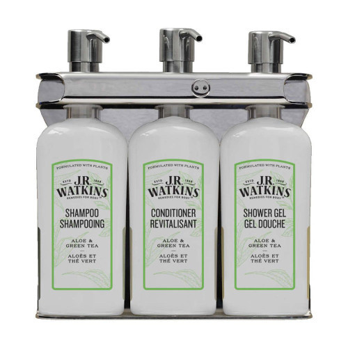 JR Watkins Aloe & Green Tea Aquamenities 3 Chamber Refillable Dispenser
