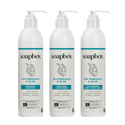 Soapbox Sea Minerals & Blue Iris Bath & Body Care with DoveLok Wall Bracket (10/Case)