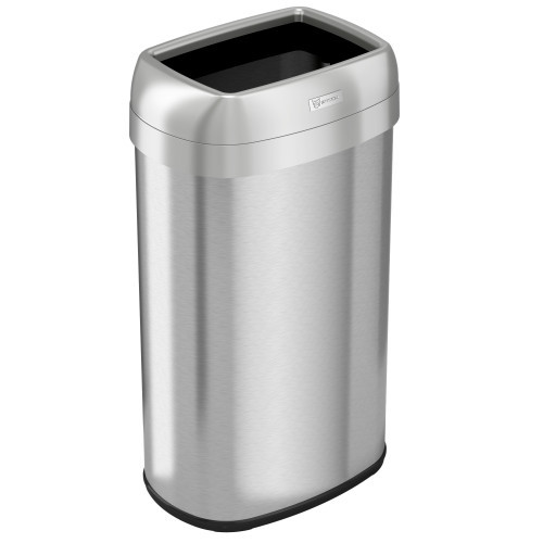 Open Top 16 Gallon Stainless Steel Elliptical Trash Can | HLS