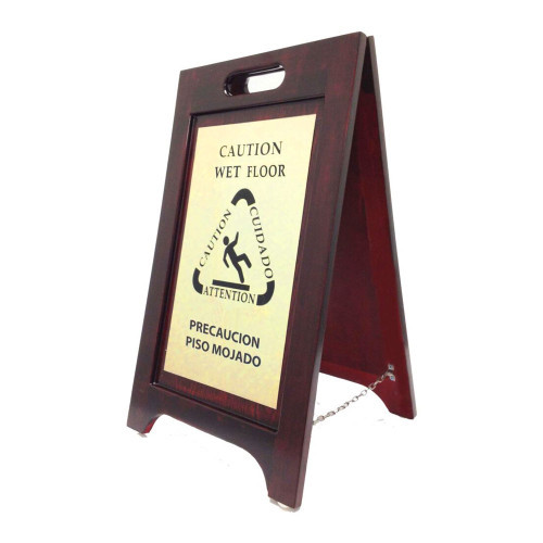 Wooden Wet Floor Signs, Bilingual (2-Pack) | H1S