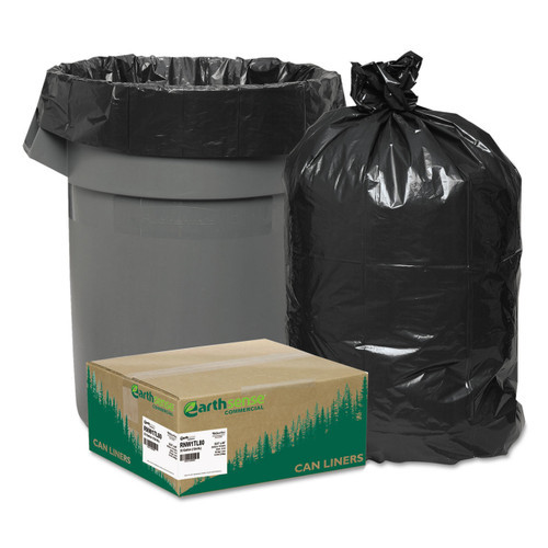 33 Gallon Recycled Large Trash and Yard Bags, 32.5" x 40", .9Mil, Low-Density, Heavy-Duty, Black, (80/Case) | Earthsense Commercial