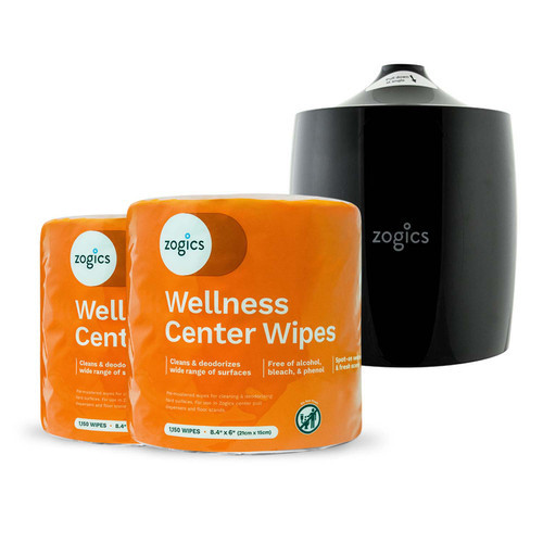 Gym Wipes Dispenser and Cleaning Wipes Bundle (2 Rolls) | Zogics