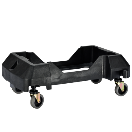 200 lb Black Polypropylene Rectangular Trash Can Dolly | Alpine Industries