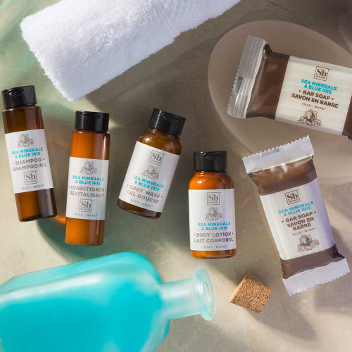 Soapbox Sea Minerals and Blue Iris Bath & Body Care Amenity Collection