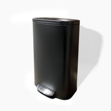 8 Gallon Powder Coated Black Rectangular Step-On Trash Can