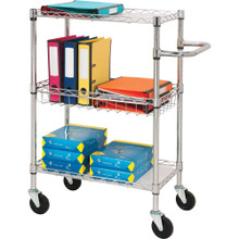 Stainless Steel 3-Tier Rolling Cart, Chrome | Lorell