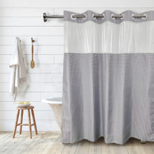 Zogics Hookless Shower Curtain with Snap-In Liner, Grey Waffle, 71" x 74