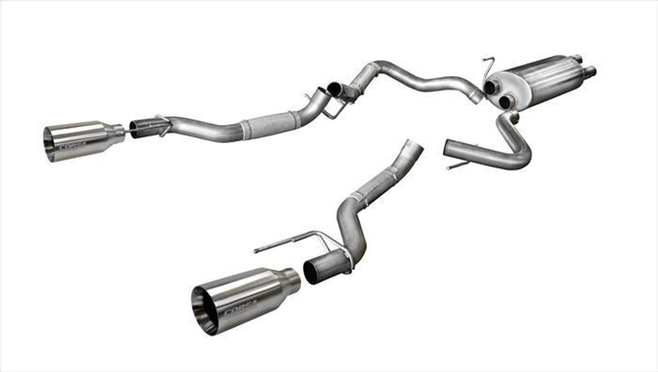 Corsa Sport Cat-Back Dual Rear Exit w/ 5in Satin Polished Tips 14397 2017-2020 Ford F150 Raptor Exhaust