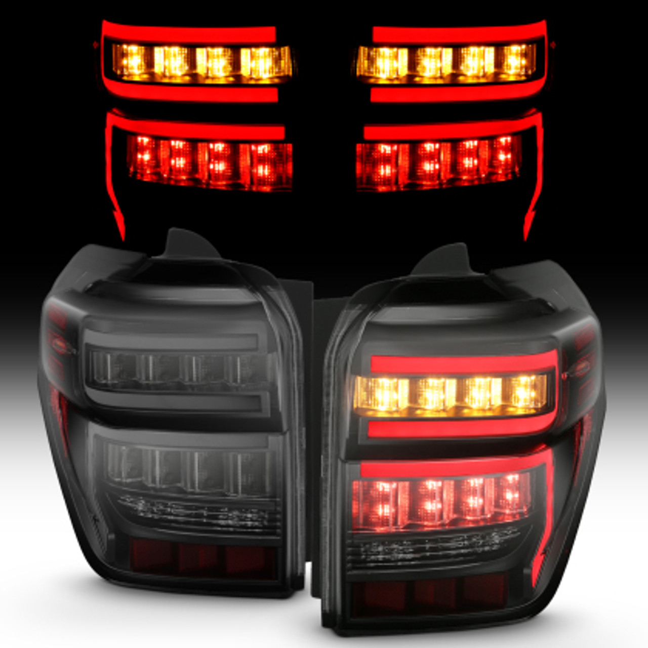 ANZO Tail Lights - Black Housing Smoke Lens W/Sequential 2014-2020 Toyota 4Runner