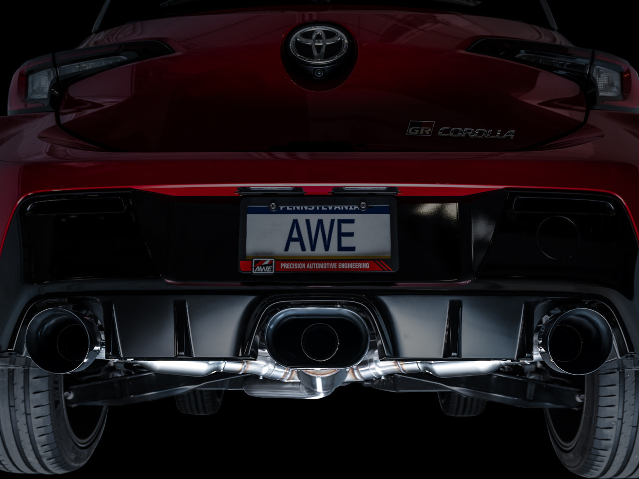 AWE Track Edition Exhaust for GR Corolla - Diamond Black Tips (3020-53472)