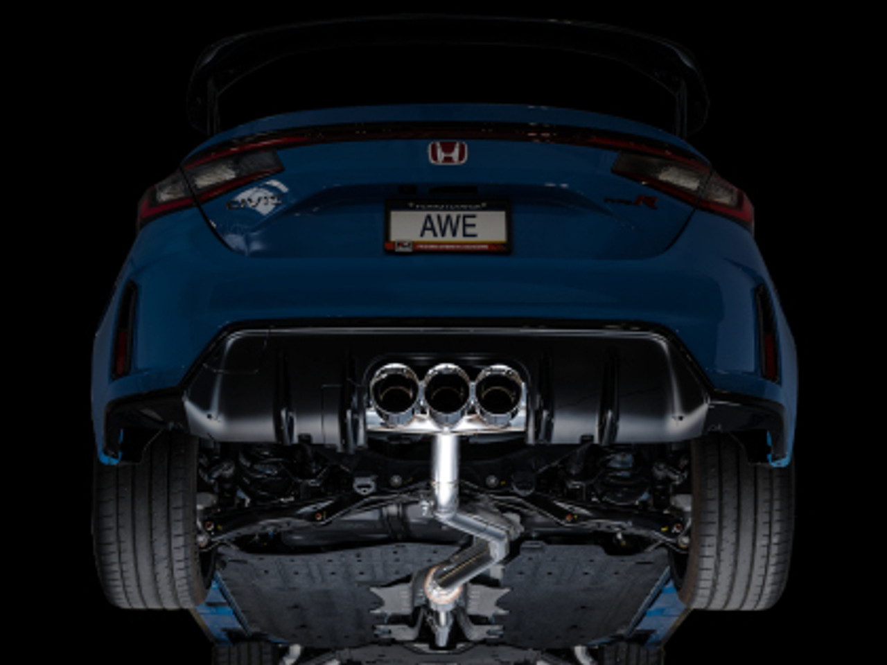 AWE Track Edition Exhaust for FL5 Civic Type R - Triple Chrome Silver Tips 3020-52287