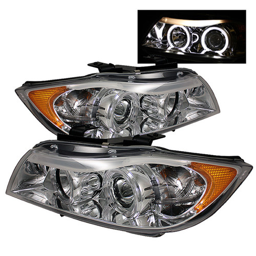 Spyder 2006-2008 BMW E90 Pre Lci Base Projector Headlights W/ LED Angel Eyes (Halos) Amber Reflector & Chrome Housing Spyder 2006-2008 BMW E90 Pre Lci Base Projector Headlights W/ LED Angel Eyes (Halos) Amber Reflector & Chrome Housing