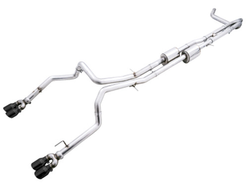 AWE Tuning 4th Gen Silverado/Sierra 1500 6.2L 0FG Catback Split Rear Exit (w/ Bumper Cutouts) - Quad Diamond Tips AWE Tuning 4th Gen Silverado/Sierra 1500 6.2L 0FG Catback Split Rear Exit (w/ Bumper Cutouts) - Quad Diamond Tips