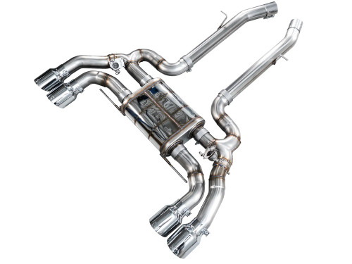 AWE Valved SwitchPath™ Axleback Exhaust for BMW F97 X3M F98 X4M - Chrome Silver Tips