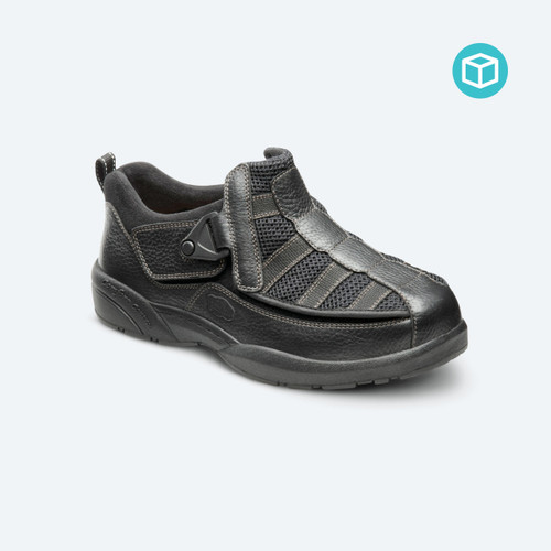 Dr Comfort Edward x Black is a casual mens shoe with double depth to accomodate for extra volume.