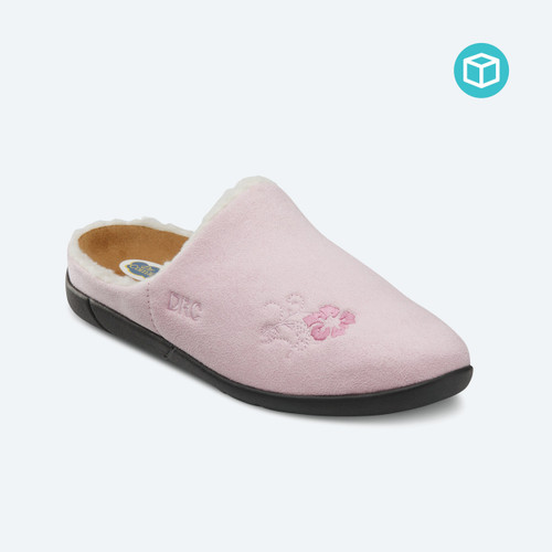 Dr Comfort Cozy Slipper in pink colour. Fur lined for comfort.