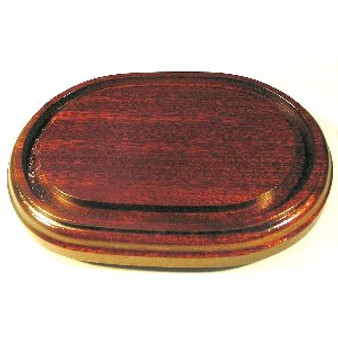 BASE FOR OVAL DOME, POLISHED WOOD 140 x 90mm