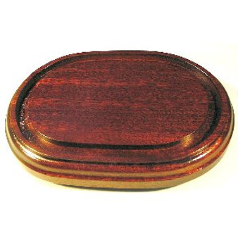 BASE FOR OVAL DOME, POLISHED WOOD 270 x 150mm