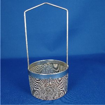 MESH BASKET for holding small parts. 70mm diameter. 50mm deep. 100mm handle.