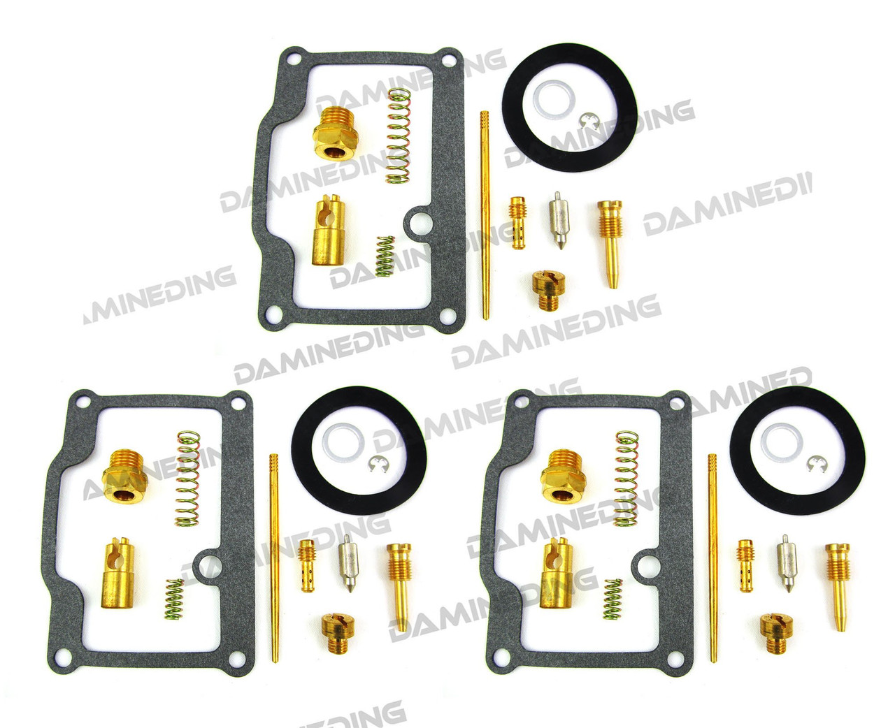 Carburetor Rebuild Kit For Kawasaki H1 (73-75), KH500 (76), H2 (72-75) - 3X Kits, Includes Jets (#92, #95, #30), Seat