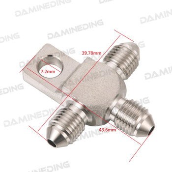 Stainless Steel 3AN Male Brake Line Tee Block Fitting Adapter with Mount Tab