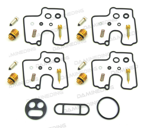 4X Carburetor Rebuild Kit 98-01 Ninja ZX-6R ZX6R ZX600G 600J & 1 petcock rebuild