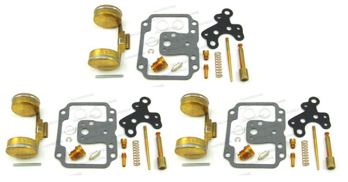 3x Carburetor Rebuild Kit With Floats For Suzuki GT750 GT 750 1974-1977 - Includes Main Jets, Needles & Seats