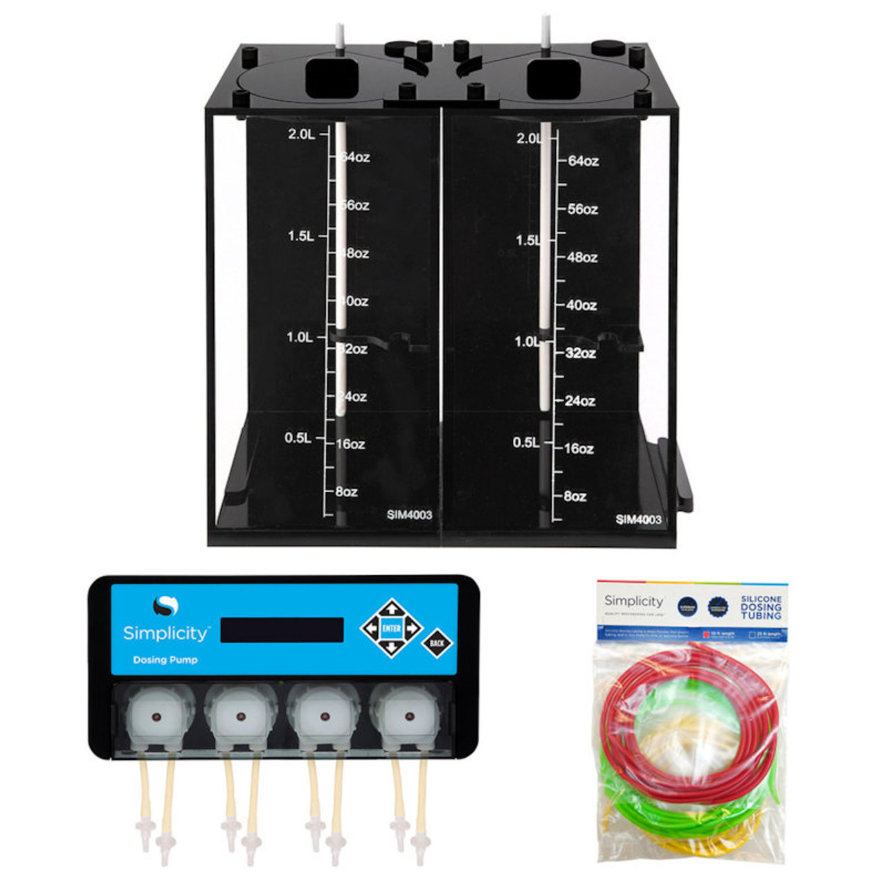 Simplicity 4-Head Dosing Pump + 2L Modular Dosing Container (2x