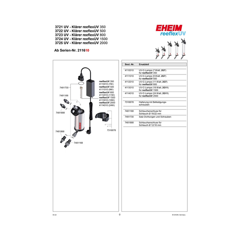 EHEIM UV-C-Lampe für reeflexUV 500