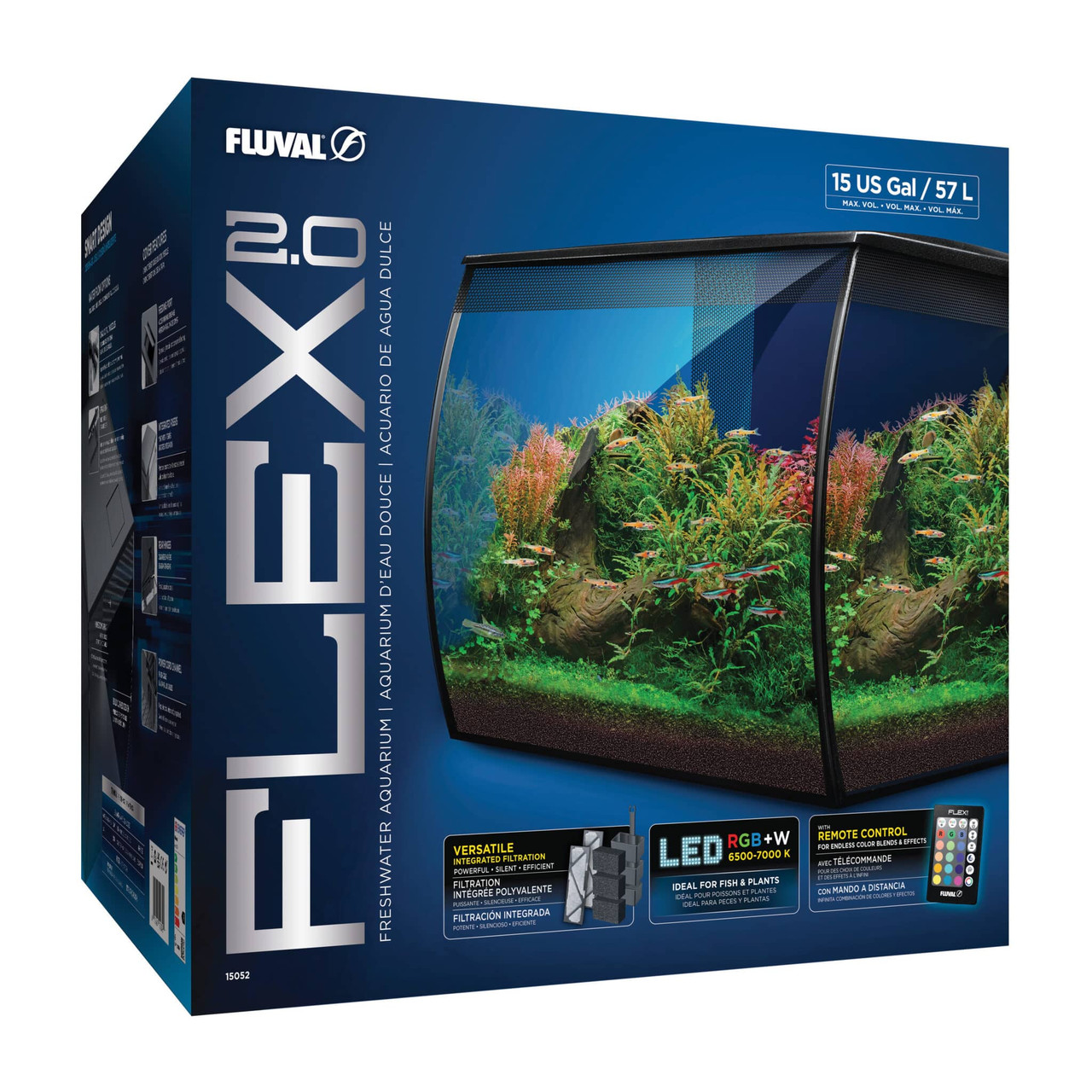 Fluval Flex 2.0 15 gal Aquarium Kit, Black - AquaCave.com | AquaCave