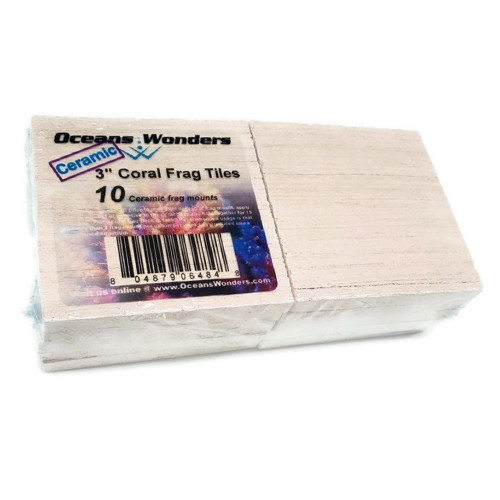 Ocean Wonders Ceramic Natural White XXL 3" Coral Frag Tiles, 90 pcs.
