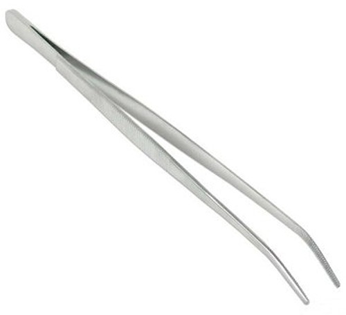 10" Curved Tip Specimen Forceps, Stainless Steel