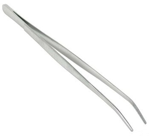 12" Curved Tip Specimen Forceps, Stainless Steel