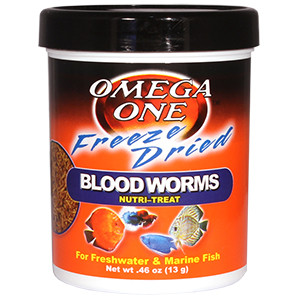 Omega One Freeze Dried Blood Worms, 0.46 oz.