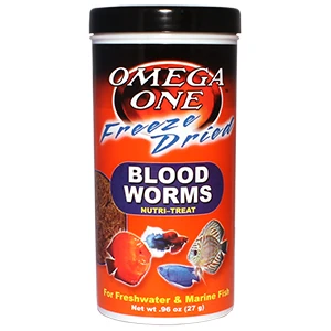 Omega One Freeze Dried Blood Worms, 0.96 oz.