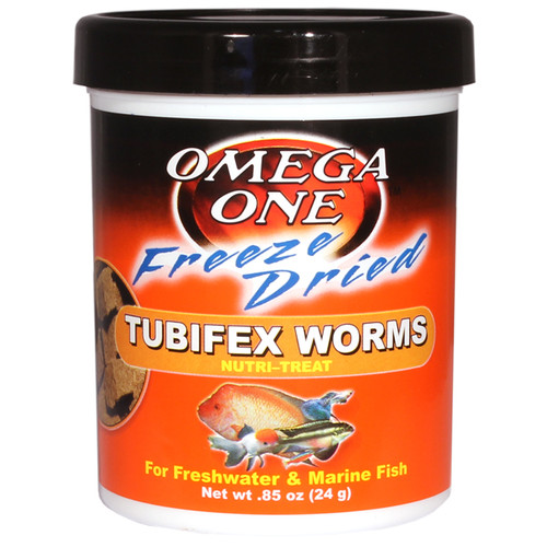 Omega One Freeze Dried Tubifex Worms, 0.85 oz.