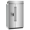 Kitchenaid® 29.4 Cu. Ft. 48" Built-In Side-by-Side Refrigerator features Exterior Water and Ice Dispenser with Measured Fill KBSD748SPS