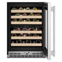 Kitchenaid® 24" Undercounter Wine Cellar with Full-Extension Wood-Front Racks KUWR524SPS
