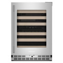 Kitchenaid® 24" Undercounter Wine Cellar with Full-Extension Wood-Front Racks KUWR524SPS