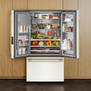 Kitchenaid® 30 Cu. Ft. 36-Inch French Door Refrigerator with Exterior Water and Ice Dispenser and Wood-Look Sliding Tray in Porcelain White KRFF436SPL