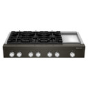 KitchenAid® 48-inch 6-Burner Gas Commercial-Style Rangetop with Griddle KCGK948TBE