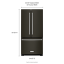 Kitchenaid® 22 cu. Ft. 33-Inch Width Standard Depth French Door Refrigerator with Interior Dispense and PrintShield™ Finish KRFF302EBS