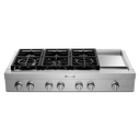 KitchenAid® 48'' 6-Burner Commercial-Style Gas Rangetop with Griddle KCGC558JSS