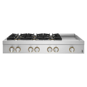 Jennair® 48" RISE™ Gas Professional-Style Rangetop with Chrome-Infused Griddle JGCP548HL