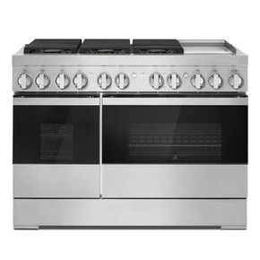 Jennair® NOIR™ 48" Dual-Fuel Professional-Style Range with Chrome-Infused Griddle and Steam Assist JDSP548HM