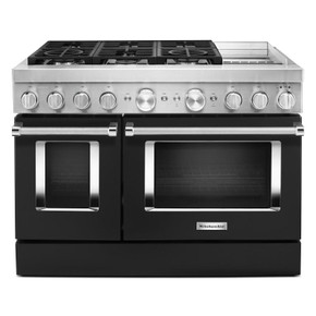 KitchenAid® 48'' Smart Commercial-Style Dual Fuel Range with Griddle KFDC558JBK